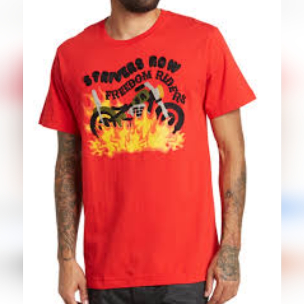 Strivers Row Freedom Riders Red Stitched Graphic Tee Biker Chopper Small